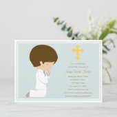 Erste Heilige Kommunion - Blau | Einladung (Stehend Vorderseite)