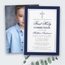 Erste Heilige Kommunion Blau-Silber-Foto