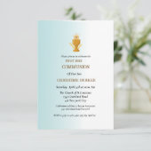 Erste heilige kommunion blaue Aquarellblau Einladung (Stehend Vorderseite)