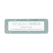 Erste Heilige Kommunion Blue Gold Rücksendeadresse (Vorne)