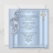 Erste Heilige Kommunion Blue Lace Bestätigung Einladung (Rückseite)
