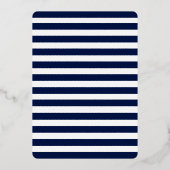 Erste heilige Kommunion Blue Stripes Silberrahmen Folieneinladung (Rückseite)