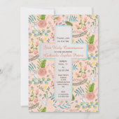 Erste Heilige Kommunion Blumenmuster | Aufforderun Einladung (Vorderseite)