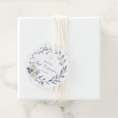 Erste heilige Kommunion blumiger staubblauer Kranz Geschenkanhänger (Beispiel)