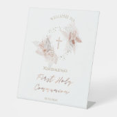 Erste heilige Kommunion boho Blume Pedestal Zeiche Sockelschild (Vorderseite)