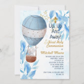 Erste heilige Kommunion Boy Hot Air Ballon Elephan Einladung (Vorderseite)