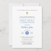 Erste Heilige Kommunion BOYS blaue Einladungen (Vorderseite)