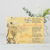 Erste Heilige Kommunion Chalice Dove Einladung Gol (Stehend Vorderseite)