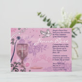 Erste Heilige Kommunion Chalice Taube Einladung Ro (Stehend Vorderseite)