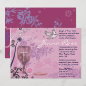 Erste Heilige Kommunion Chalice Taube Einladung Ro (Vorne/Hinten)