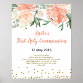 Erste Heilige Kommunion Christening Peach Party Ze Poster (Vorne)