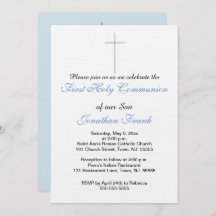 Erste Heilige Kommunion Cross Son Blue Gray