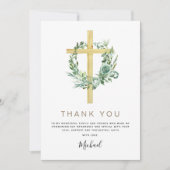 Erste heilige Kommunion Danke Greenery Sage Einladung (Vorderseite)