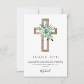 Erste heilige Kommunion Danke Greenery Sage Invit (Vorderseite)