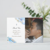 Erste Heilige Kommunion danke Ihnen blauen Tintenm Einladung (Stehend Vorderseite)