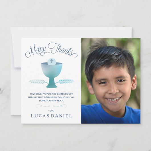 Erste heilige Kommunion danken Ihnen, - Bild, Dankeskarte (Vorderseite)