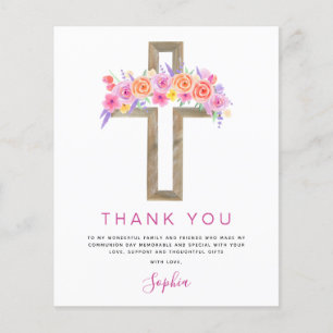 Erste heilige Kommunion Dankeschön Floral Rosa Bud Flyer