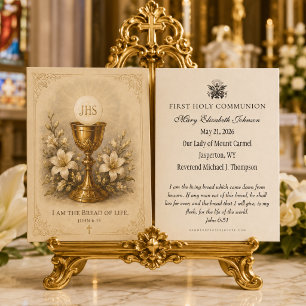 Erste heilige Kommunion der eleganten eucharistisc
