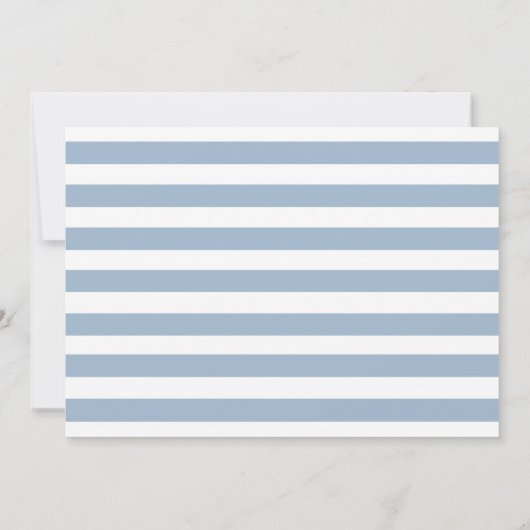 Erste heilige Kommunion Dusty Blue Silver Streifen Einladung (Rückseite)