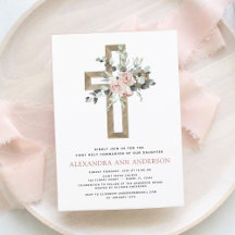 Erste Heilige Kommunion Dusty Pink Rose Grüne