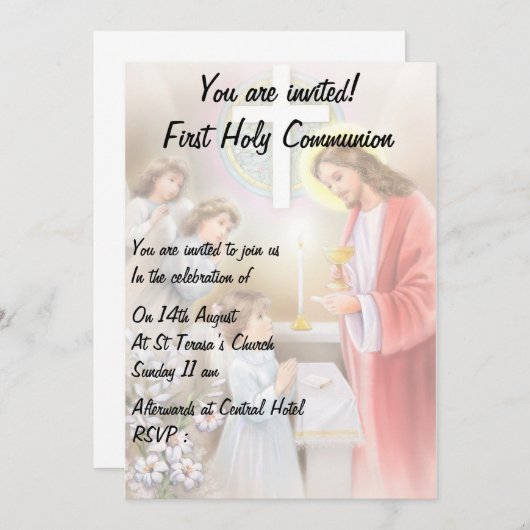 Erste heilige Kommunion, Einladung (Vorne/Hinten)
