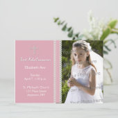 Erste Heilige Kommunion, Einladung von PInk Ribbon (Stehend Vorderseite)