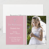 Erste Heilige Kommunion, Einladung von PInk Ribbon (Vorne/Hinten)