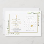 Erste Heilige Kommunion Elegant Grüne Save The Date (Vorderseite)