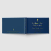 Erste heilige Kommunion elegant katholisch Blau Gästebuch (Voll)
