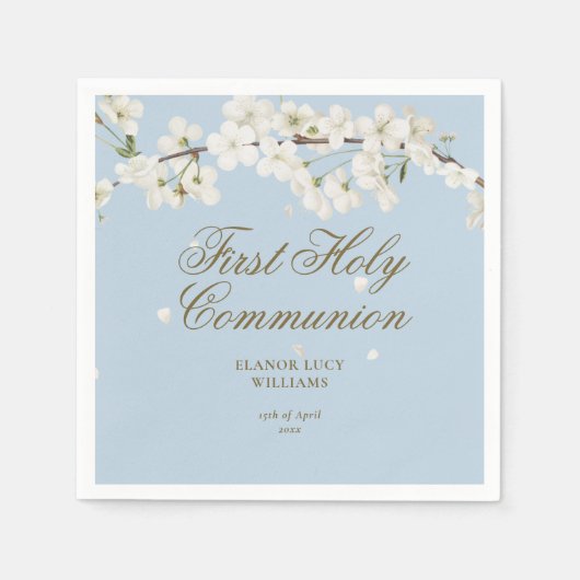 Erste Heilige Kommunion Elegant Weißes Blossom Bla Serviette (Vorderseite)