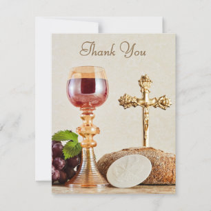 Erste heilige Kommunion Eleganter Eucharistie-Ke Dankeskarte