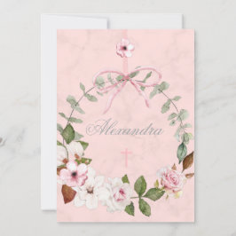 Erste heilige Kommunion Eleganter Rosenrahmen Einladung