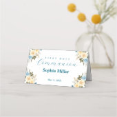 Erste Heilige Kommunion Elfenbeinblume Grüne Platzkarte (Rückseite)