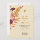 Erste Heilige Kommunion Fall Boho Rustische Blume Einladung (Vorderseite)