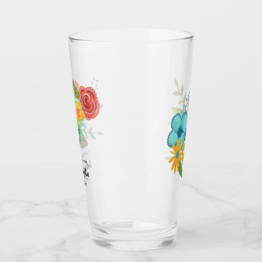Erste heilige Kommunion - farbenfrohe Blume Glas (Links)