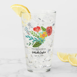 Erste heilige Kommunion - farbenfrohe Blume Glas