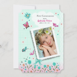 Erste Heilige Kommunion Floral | FOTO Einladung