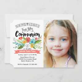 Erste Heilige Kommunion Floral | FOTO Einladung