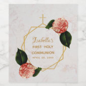 Erste Heilige Kommunion Floral Kamelien Weinetikett (Einzelnes Label)