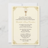 Erste Heilige Kommunion Floral Vintag Einladung (Rückseite)