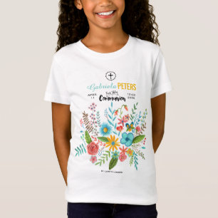 Erste heilige Kommunion Florale Kinder T-Shirt