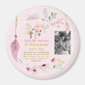 Erste Heilige Kommunion FOTO Gift Grils Pink Blume Magnet (Vorne)