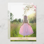 Erste heilige Kommunion - Foto - Goldfarbe Einladung (Vorne/Hinten)