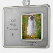 Erste Heilige Kommunion Foto Ornament Rahmen-Ornament Silber (Links)
