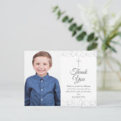 Erste Heilige Kommunion Foto Silberdanke Postkarte (Stehend Vorderseite)