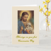 Erste heilige Kommunion - für Glückwünsche - Karte (Gelbe Blume)