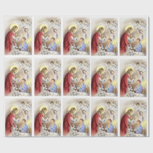 Erste heilige Kommunion für Jungen-Packpapier Geschenkpapier (Flach)