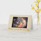 Erste heilige Kommunion für Mädchen und Jungen Karte (Gelbe Blume)