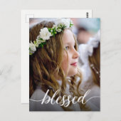 Erste heilige Kommunion Gesegnetes Script Custom F Postkarte (Vorne/Hinten)