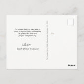 Erste heilige Kommunion Gesegnetes Script Custom F Postkarte (Rückseite)